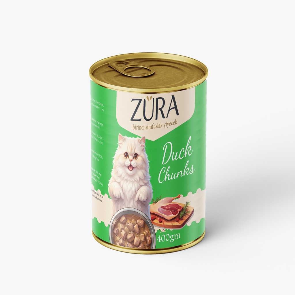 [3028] Zura Chunks Can Food For Adult Cat Duck 400 GM