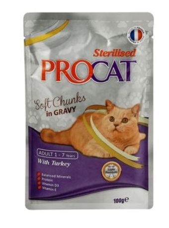 [80001553] Procat - For Adult Cats - Pouch 100 gm - With Turkey