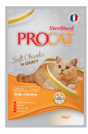 [80001552] Procat - For Adult Cats - Pouch 100 gm - With Chicken