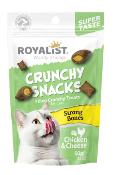 Royalist - Cat Treat - Craunchy Snacks - Strong Bones - Pouch 60 gm - Chicken & Cgeese