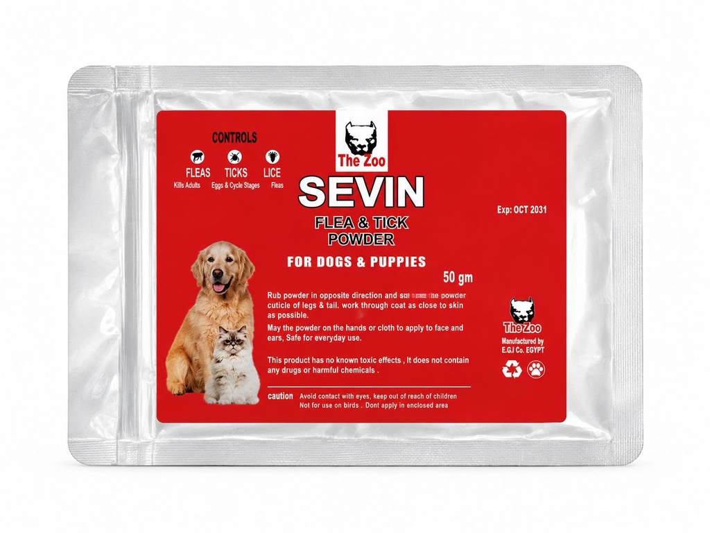 The Zoo - Sevin - For Dogs & Puppy - Flea & Ttick Powder - 50 gm