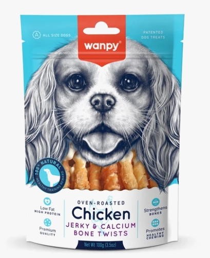 WANPY DOG CHICKEN BONE TWISTES 100G