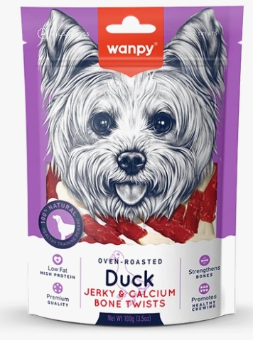 WANPY DOG DUCK BONE TWISTS 100G