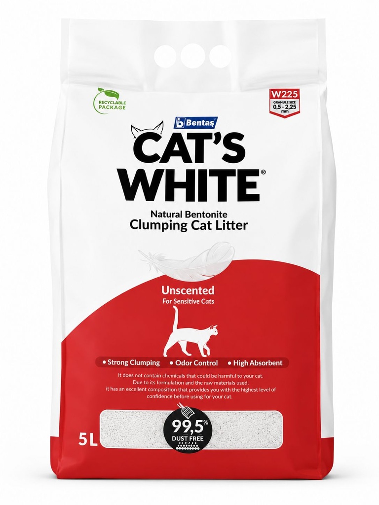 Bentas - Cat White - Cat Litter - 5 L - Unscented