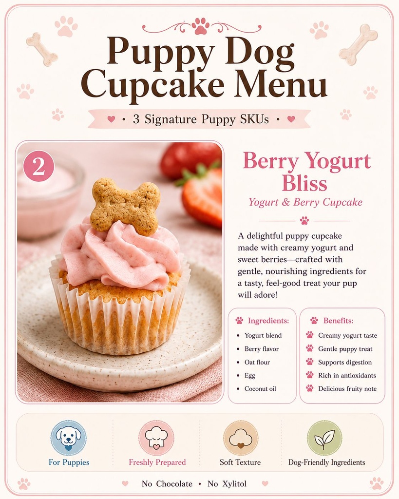 [Small  Cupcake] Berry Yogurt Bliss - Puppy Small  Cupcake